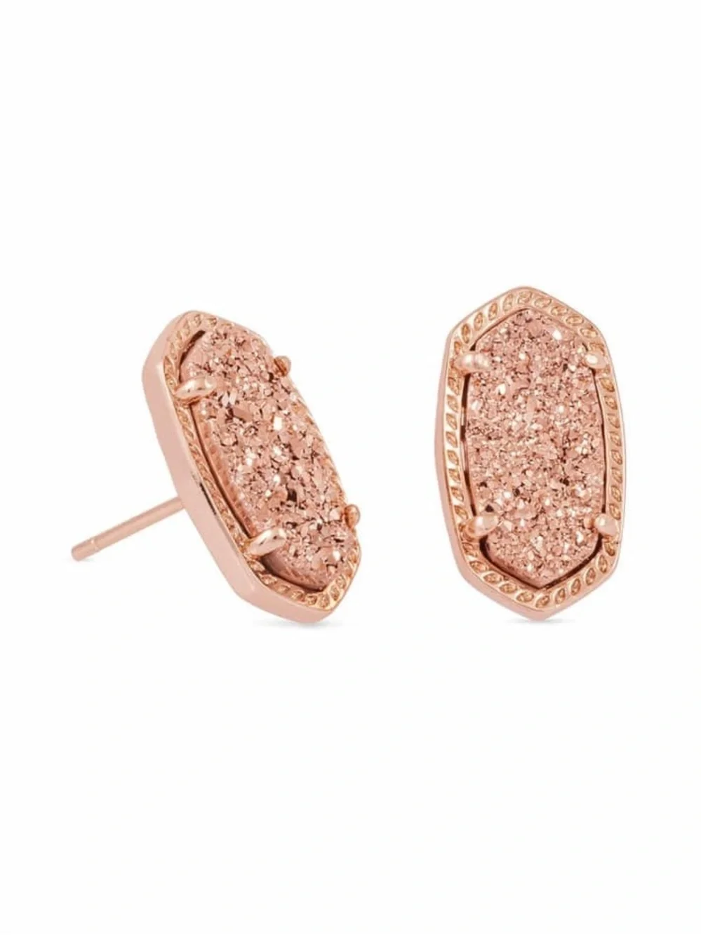Kendra Scott Ellie Rose Gold Stud Earrings in Rose Gold Drusy